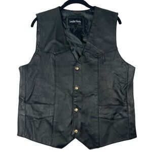 Genuine Leather Vest Leather Works Black S Snap Front Biker Motorcycle Western